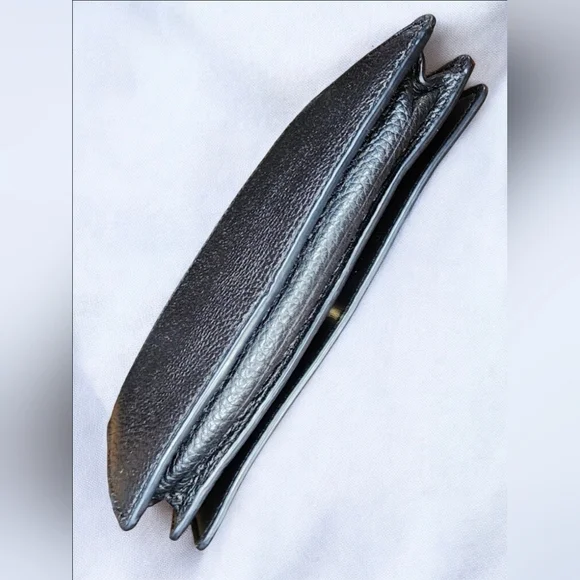 Coach Anna Foldover Leather Clutch Crossbody Bag In Black - Picture 4 of 11